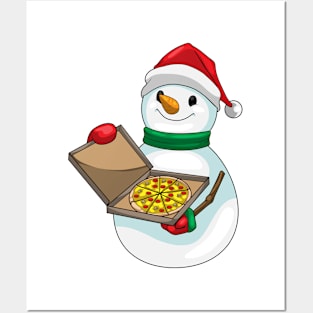 Snowman Christmas Pizza Posters and Art